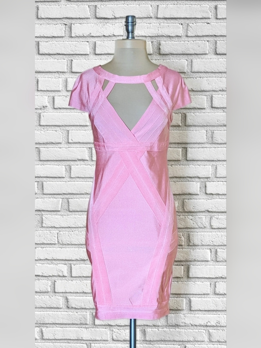 WOE COUTURE Pink Bandage Dress: Size M